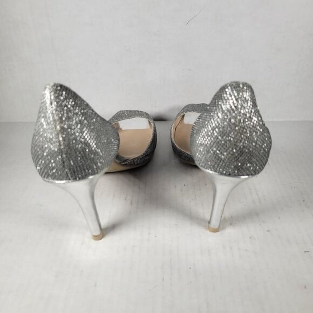 Kelly & Katie Silver Open Toe Sparkle Misha 3.5" Heel Shoes Size 9 1/2M - Picture 4 of 10